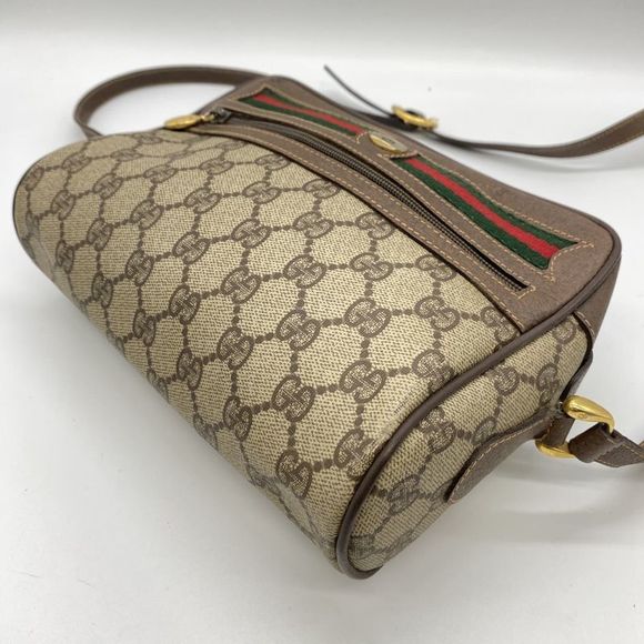 Gucci Old Gucci 001 115 GG Supreme Sherry Shoulder Bag PVC Brown Vintage Men - Picture 4 of 10